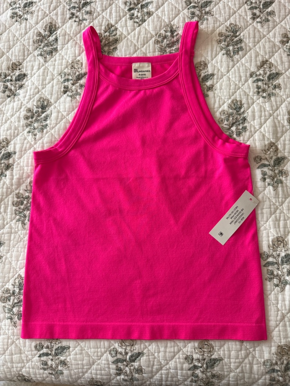 Bright Hot Pink High-Neck Crop Tank Top by No Boundaries - Size M